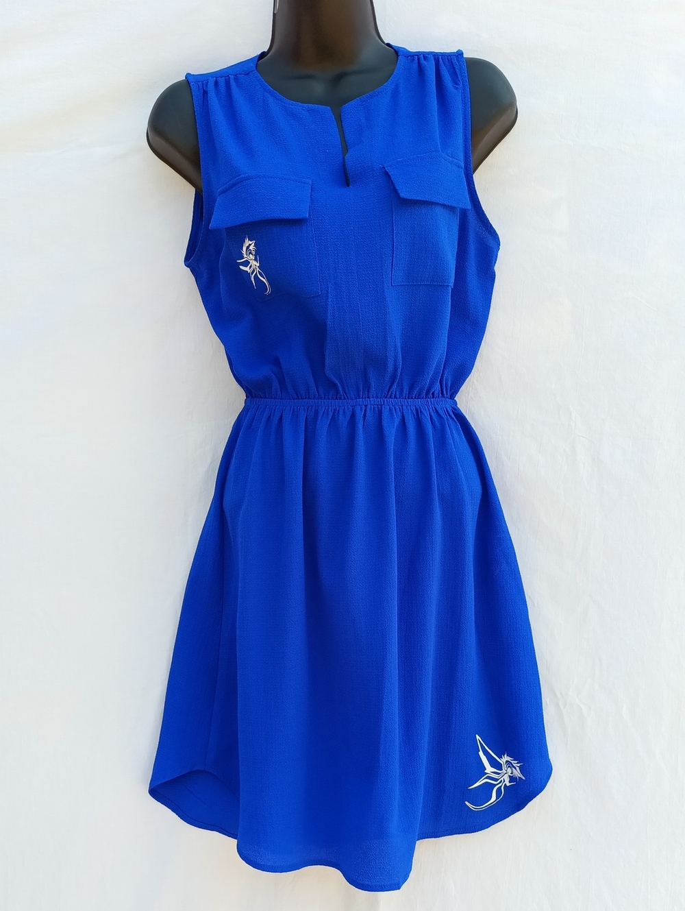 Monteau Royal Blue Sleeveless Elastic-Waist Mini Dress